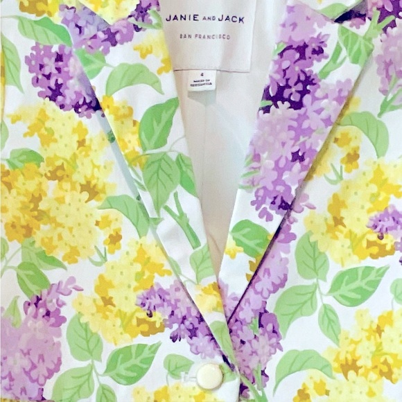 Janie and Jack Floral Sateen Peplum Jacket White Floral Size 4 Girls Spring NEW - Picture 7 of 8